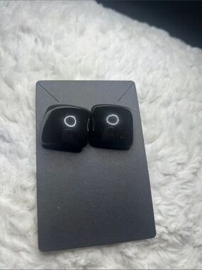 Black Square Resin Stud Earrings